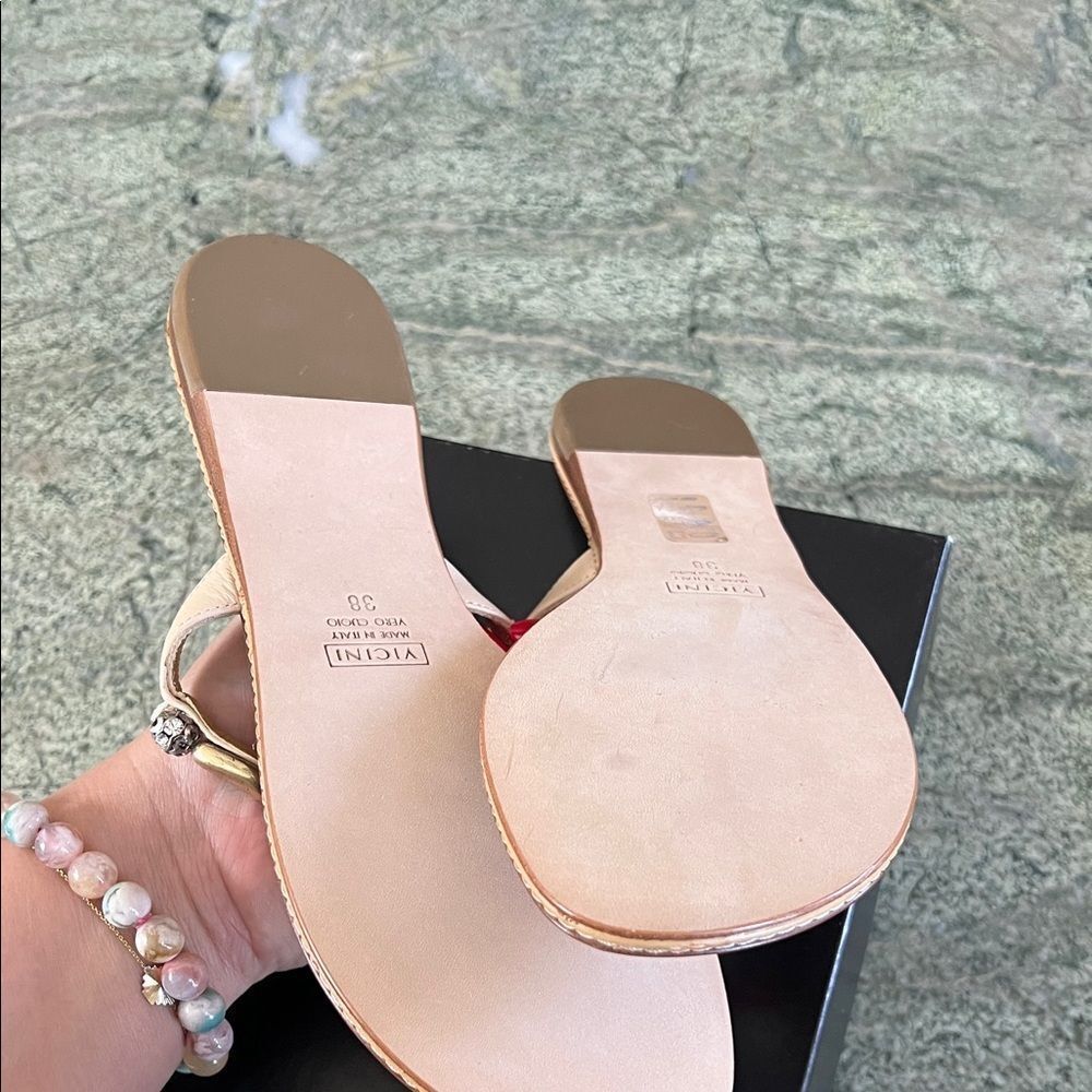 New Giuseppe Zenotti Elegant Gold and Tan Women's Sandals 38 - Picture 4 of 5